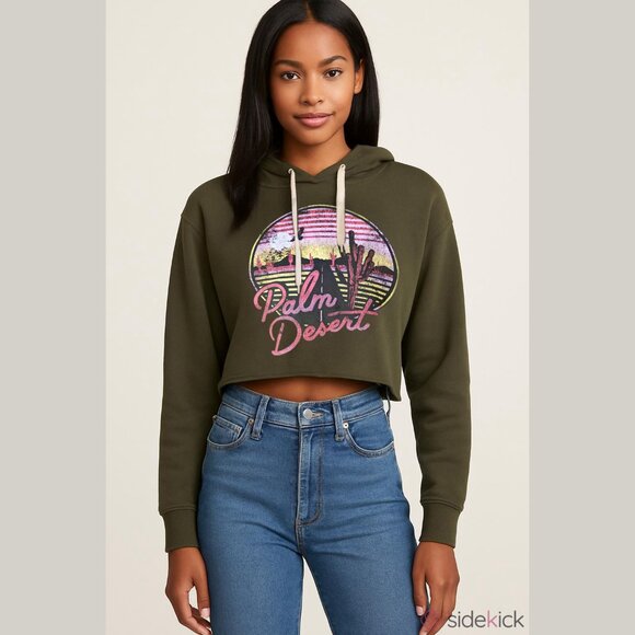 BP. Palm Desert Graphic Cropped Hoodie S - Picture 1 of 7